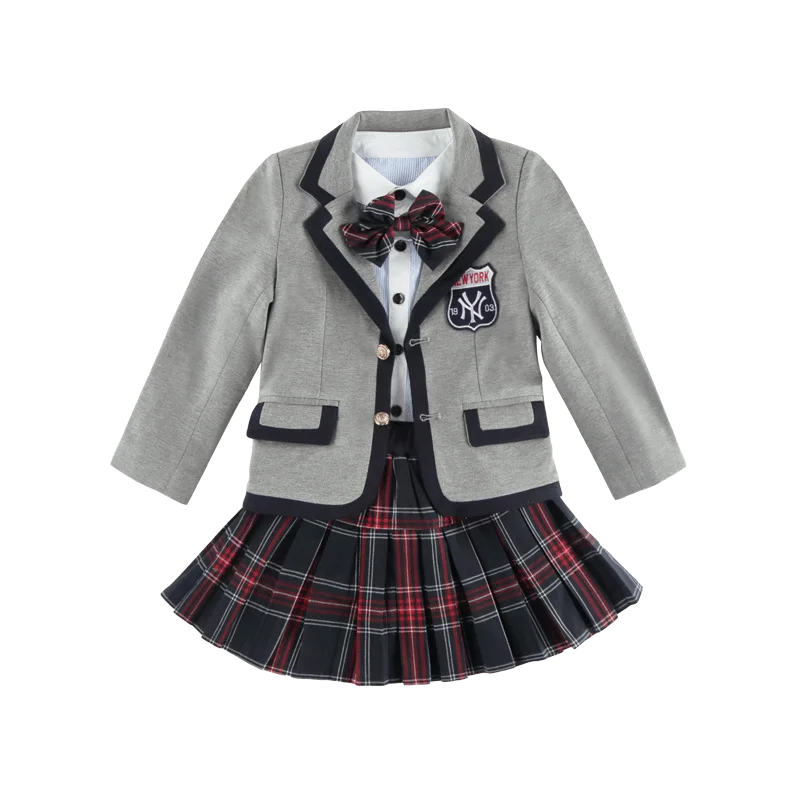 kids beautiful primary school uniforms gray blazer design with pictures