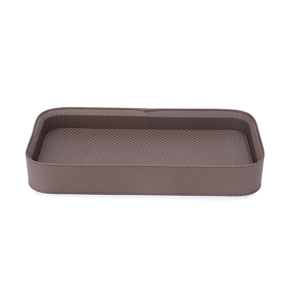 Customized Luxury Waiters Leather Decorative Tray Organizer Storage Coin Dry Fruit Serving Jewelry Trays