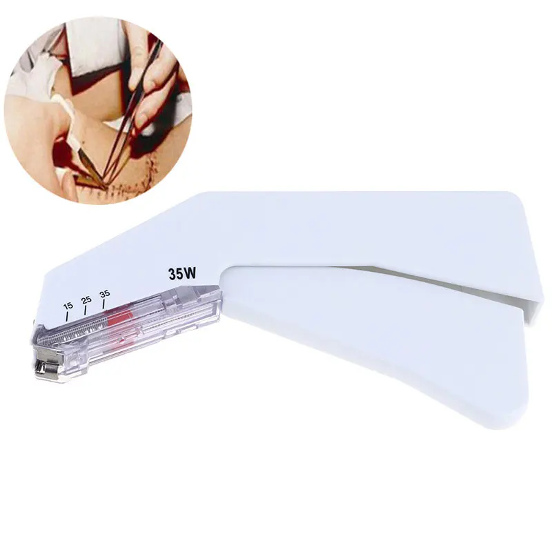 Factory 10pcs First-aid Emergency Wounds Surgical Medical Mini 35W Sterile Disposable Skin Stapler With Skin Stapler Remove Kit