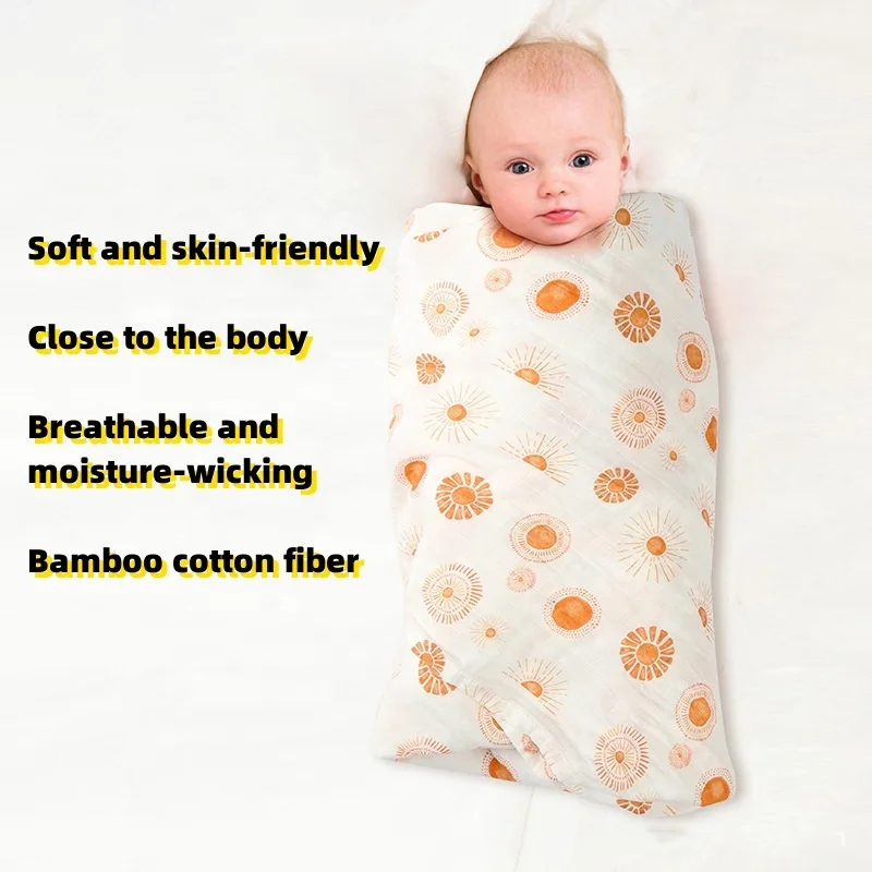 Wholesale Ins Skin-Friendly Custom 30% Cotton 70% Bamboo Newborn Baby Girl Custom Wrap Muslin Swaddle Receiving Blankets Bedding