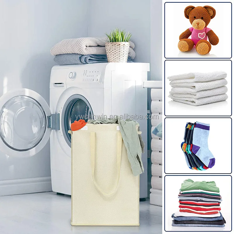 Laundry Hamper with Lid Tall Collapsible Laundry Basket Clothes Hamper Bag Printing Used Clothing Canvas Poly Bag Single Round