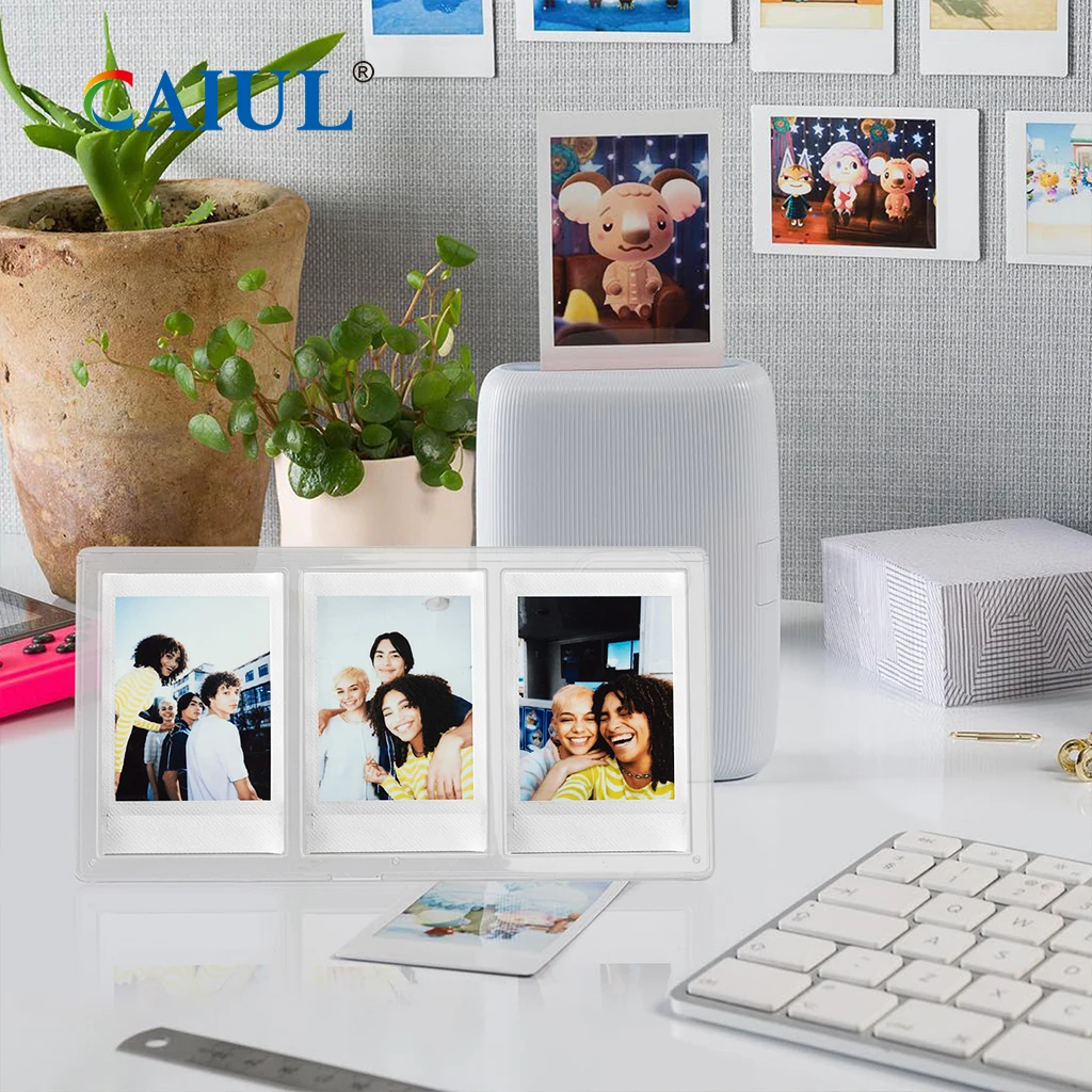 CAIUL 3 in 1 pocket instax mini film Acrylic picture frame photo card sleeves protector fujifilm instax mini frame