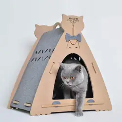 E1 level OSB Customized Luxury Durable Eco-friendly Triangle Cat Wooden House