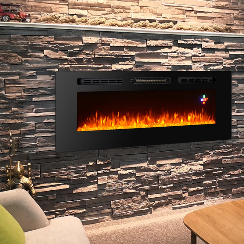 Очень Большой Настенный Электрический Стальной камин 50 дюймов, современный холоднокатаный