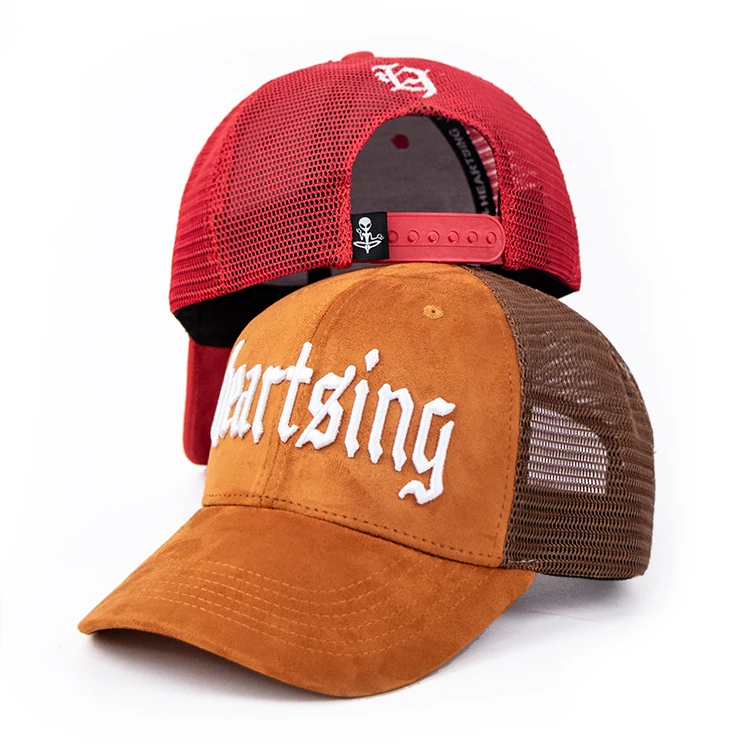 Пользовательская Премиум Gorra De Camionero Mesh Flex Fit пластиковая пряжка Высокое качество 6 панелей 3D вышивка замша тракер шляпа