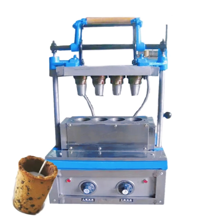 Manual Ice Cream Coffee Cone Machine 4 MOLDS Semi-automatic Machine for Making Ice Cream Cones Customized logo and Size
