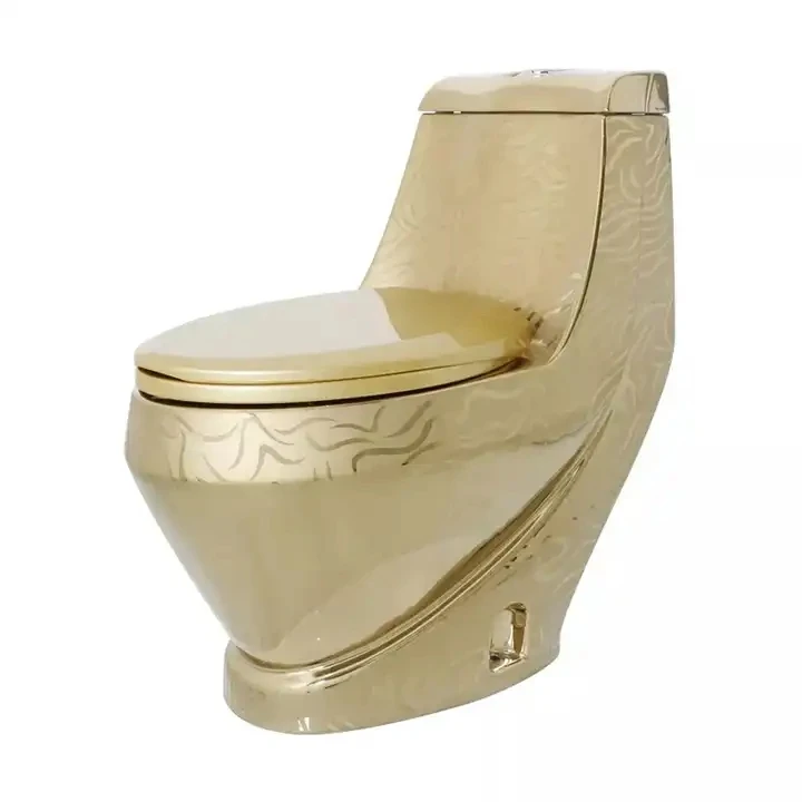 New Model Porcelain Toilet Guangdong Sanitary Equipment Toliet Seat Pushbutton Flush Commode Gold One Piece Toilet
