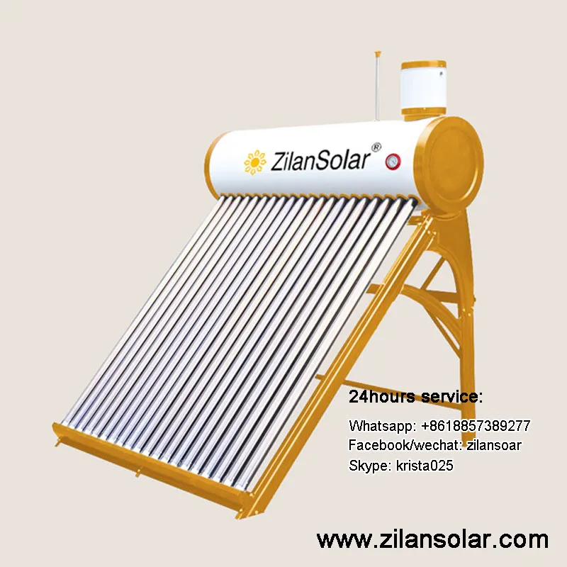 Solar water heater with assistant tank and thermometer