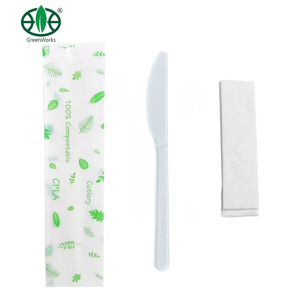 GreenWorks Eco-friendly Dessert Durable Sturdy knife  PLA Plastic Compostable Cutlery dinnerware sets