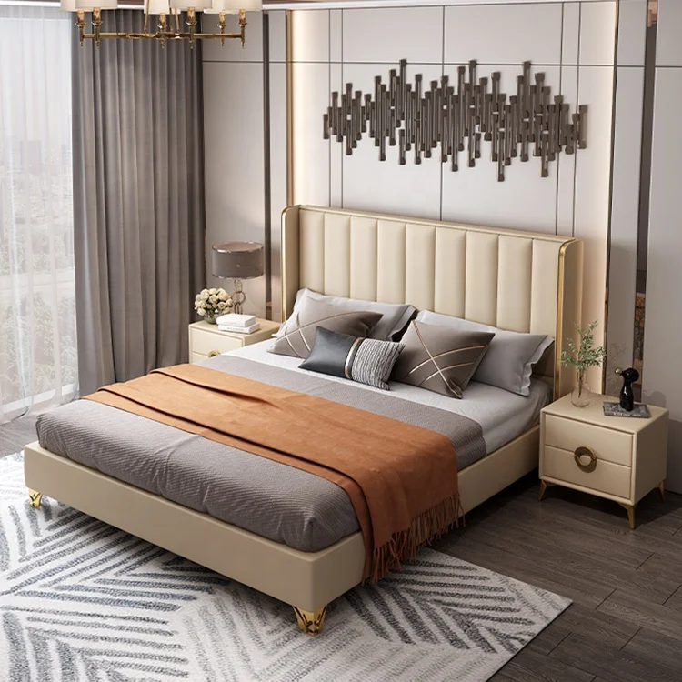 
Luxury modern double bed beds bedroom furniture king size 