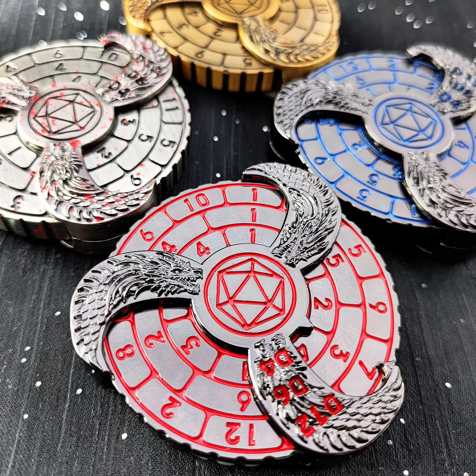 New Trend Fingertip Spinning Disc DND Player Metal Dice with Color Paper Box