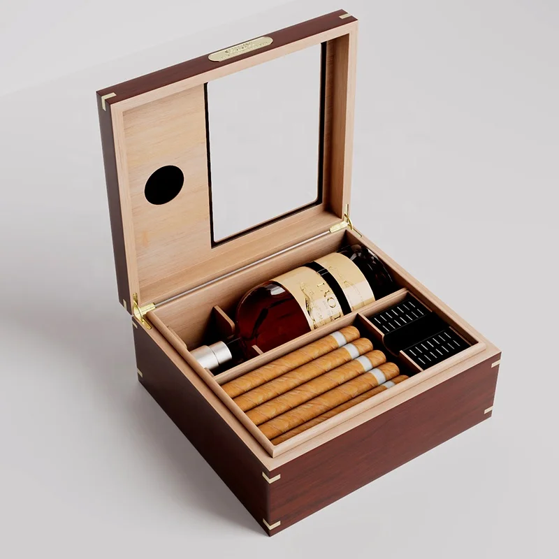 high glossy large spanish cedar wood pack display cooler cigar wine and cigar humidor storage cabinet with tray