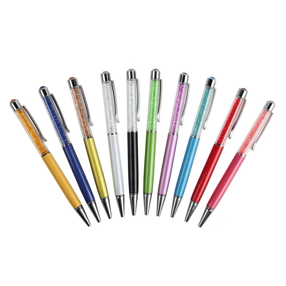 Manifestation Tools Silver and Assorted Crystals pen Premium Black or Blue Ink pens