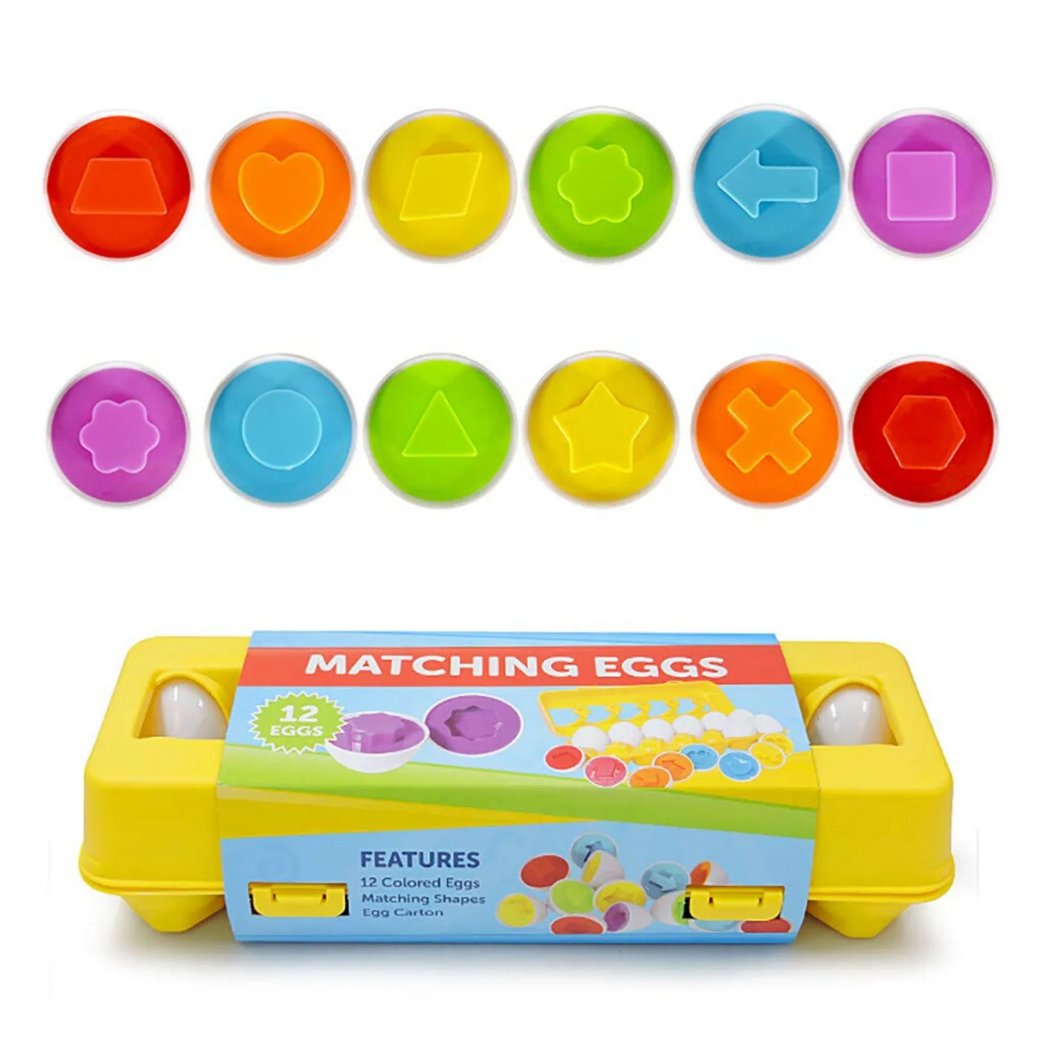 Toddlers Montessori Toys Color Recognition Shape Matching Egg Toy 12PCS Baby Educational Colorful Egg Matching Toy