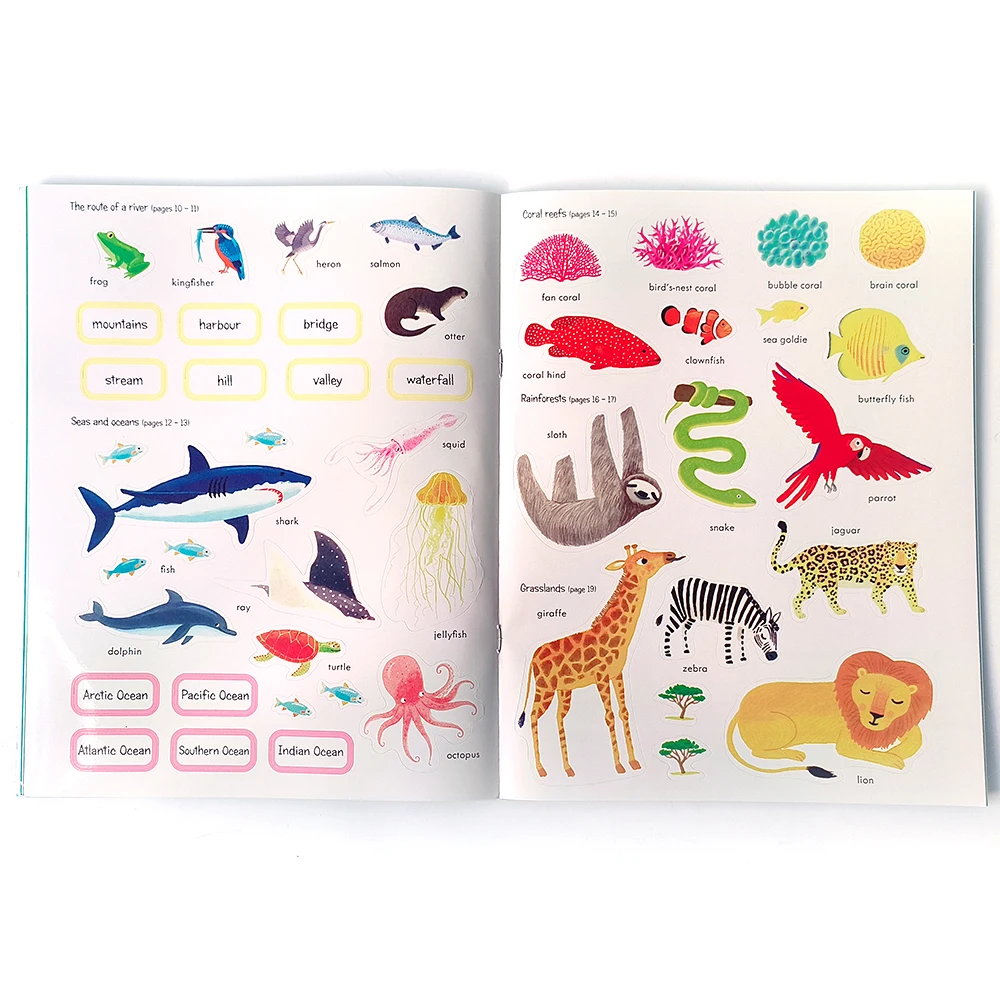 Best-selling kindergarten education toys kids book montessori Our World handmade sticker book picture book