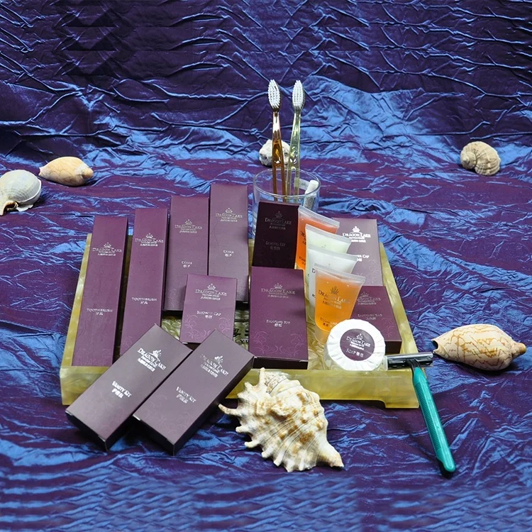 Custom logo travel amenity kit luxury comb shampoo body soap and conditioner eco-friendly hotel amenities set