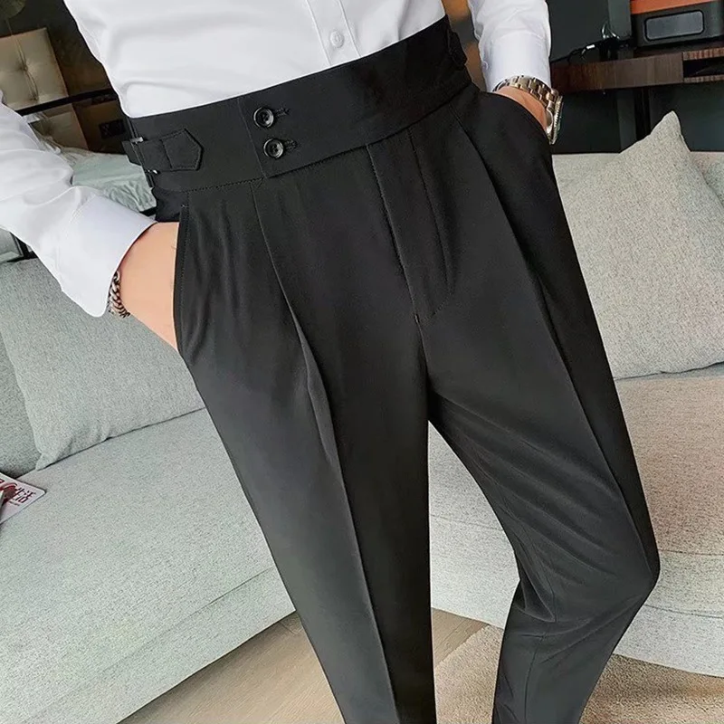 2024 NEW MSR MS185 Fashion Stretch Slim Fit Solid Color Business Suit Husband Elegant Social Golf Trousers Dress Pants For Mens