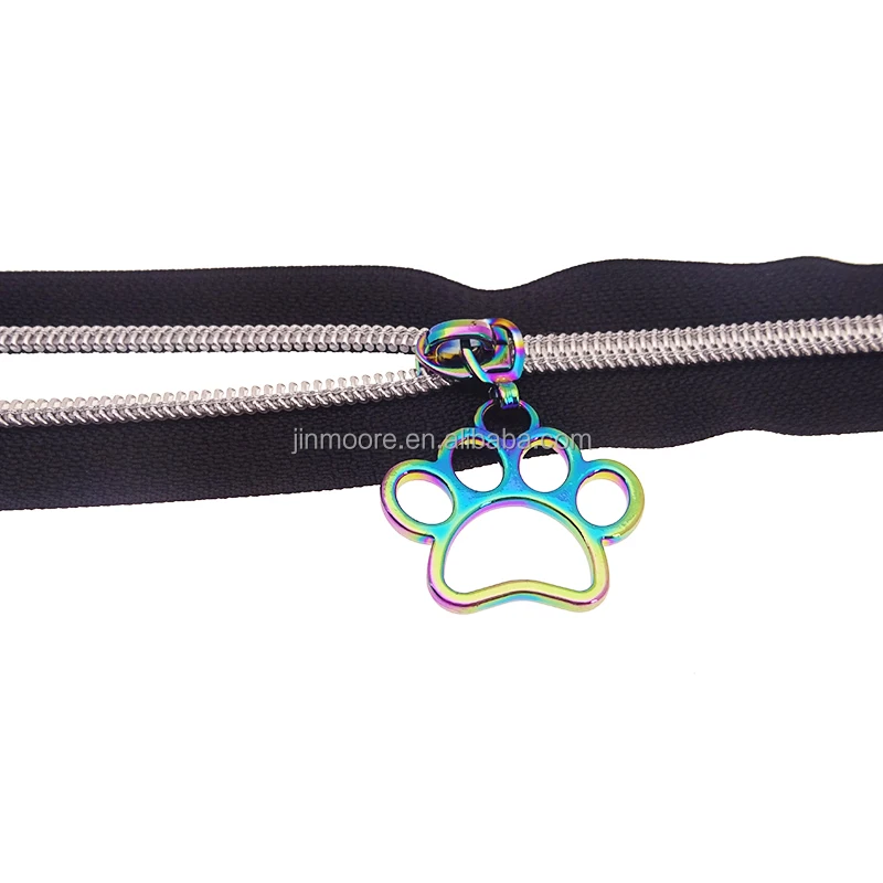 #5 Paw Print Zipper Pulls Bag Cloth Purse Zipper Yards Puller Wholesale