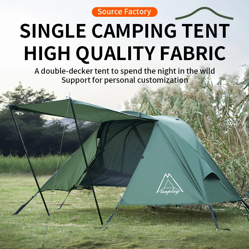 Ultralight 1-Person Double Layer Nylon Snow Tent with Aluminum Pole for Single Person Camping