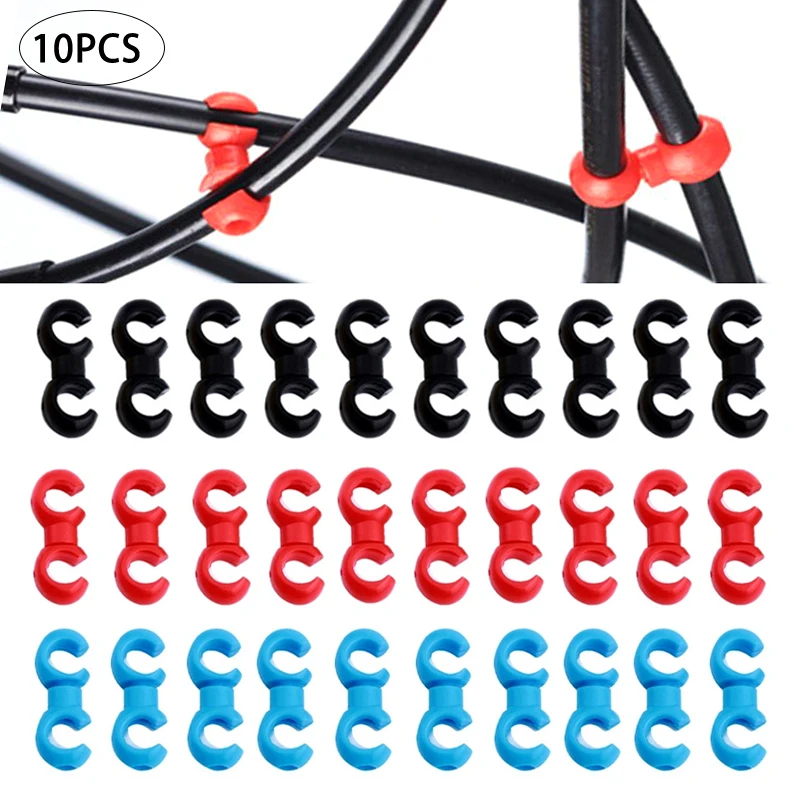 HOT 10PCS S Shaped Bicycle Brake Lines Hose Hook Clips Bike Cross Cable Tidy Ties Holder Guid Hose Buckle Clip Bike Accessories