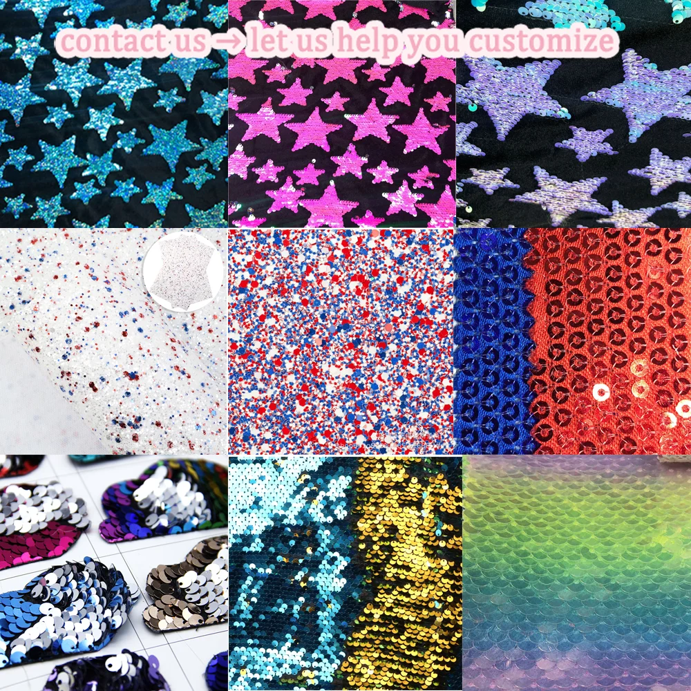 WINGTU Custom Half Sleeve Round Neck T Shirts USA Independence Day July 4th Star Pattern Sequin Shirt For Women