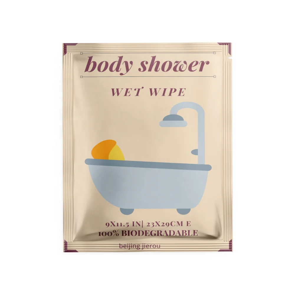Large Biodegradable No Rinse Body and Face Shower Cleaning Wet Wipes for Women and Men
