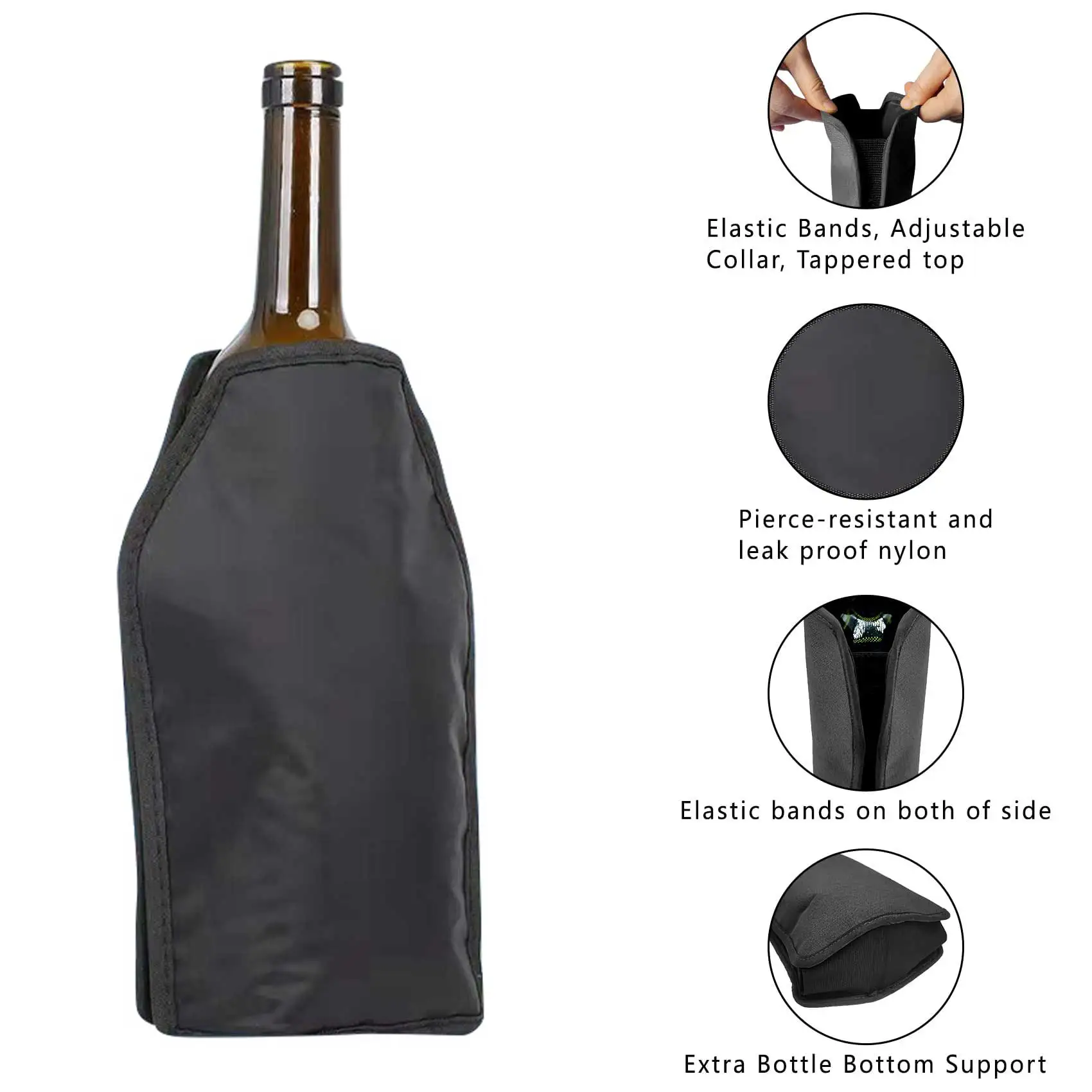 2024 Best Selling Products Custom Reusable Nylon Gel Wine Bottle Cooler Sleeve