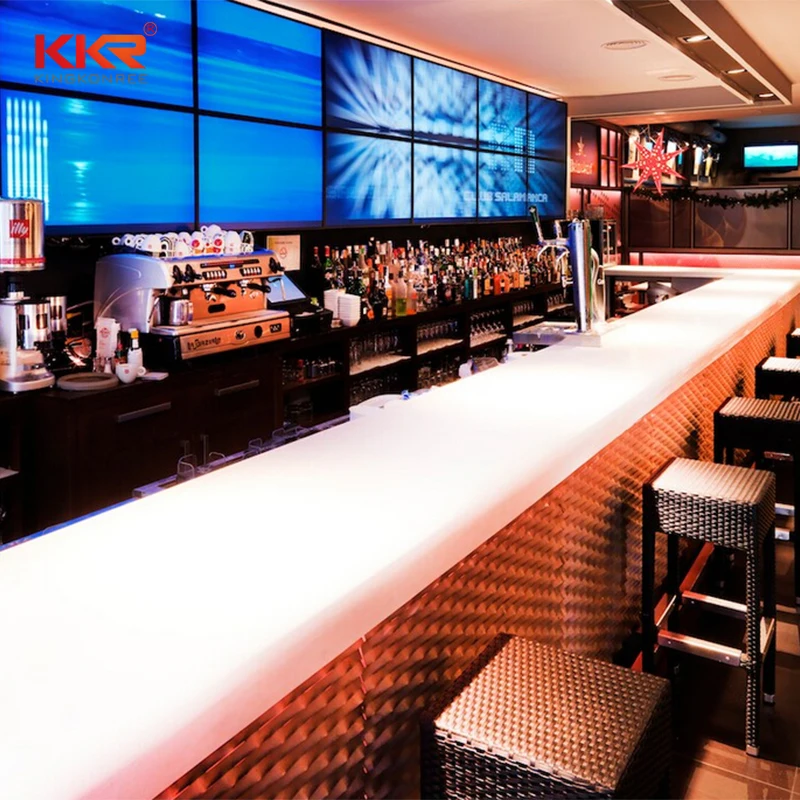 
modern design artificial stone Long narrow bar tables night club furniture bar counter 