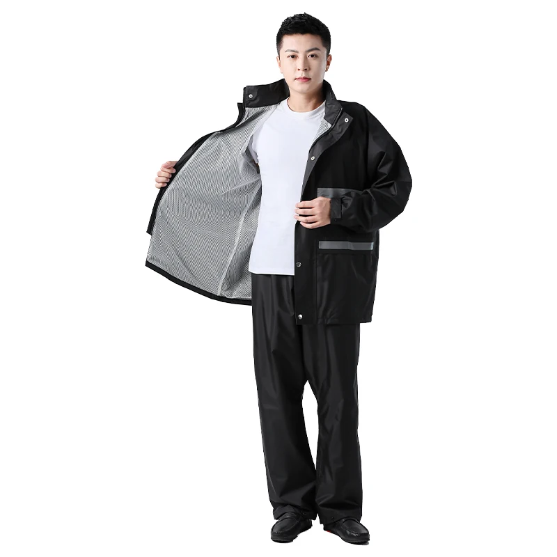 100% waterproof durable rain jackets custom safety rain coat waterproof motorcycle suit raincoat with reflective tape for work