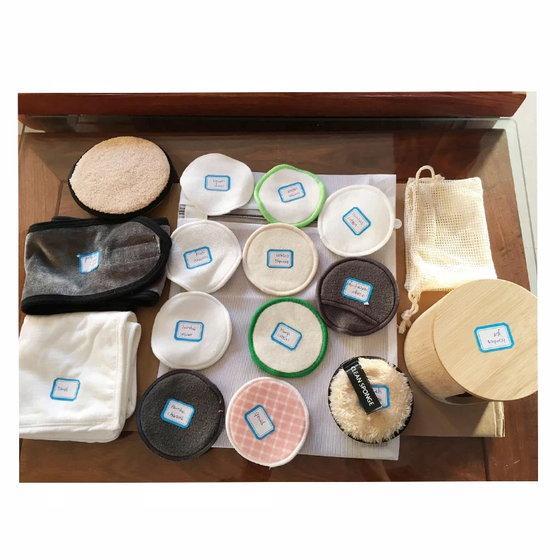 12 Pcs Makeup Remover Reusable Cotton Bamboo Fiber Makeup Pads