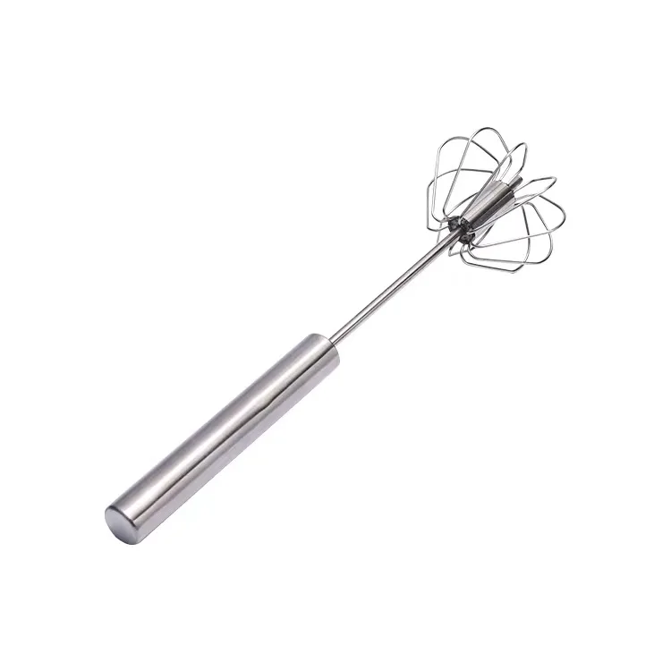 
New Style Stainless Steel Semi-automatic Rotating Egg Beater Kitchen Tool Durable Egg Whisk 