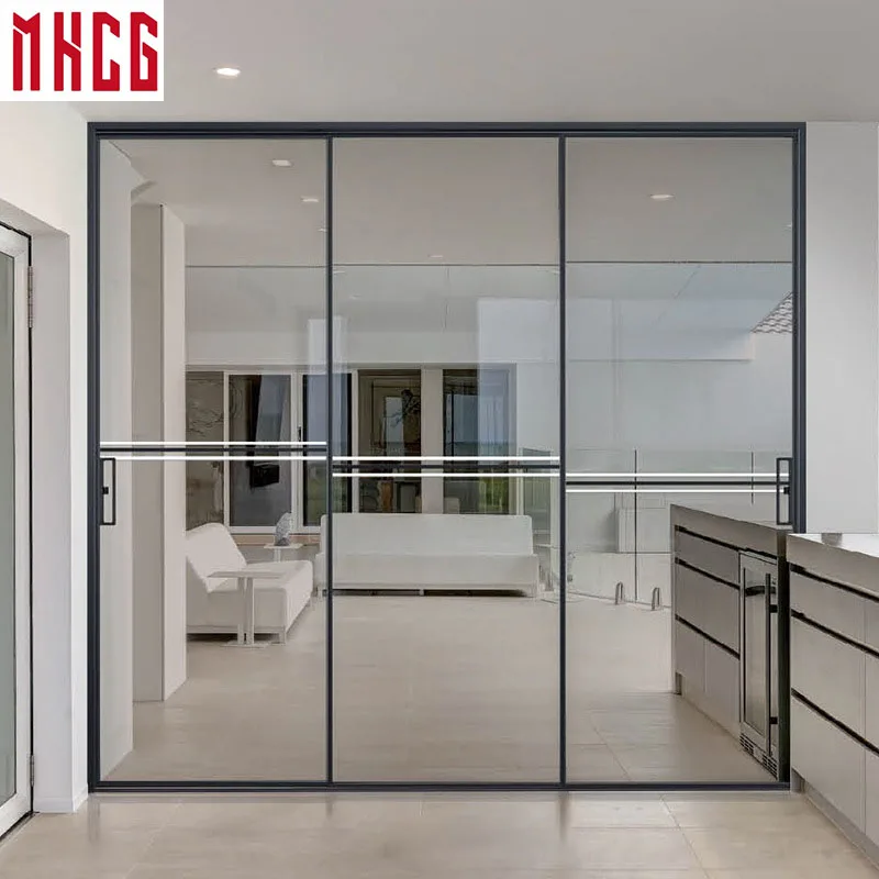 MHCG Customized thermal break aluminum doble glass hinged door triple glass argon filled swing door factory supplier of hinged