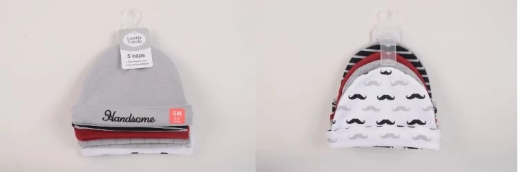 Luvable Friends Baby Hat Set 5PK Newborn Baby Hats 100% Cotton NO.34728CH