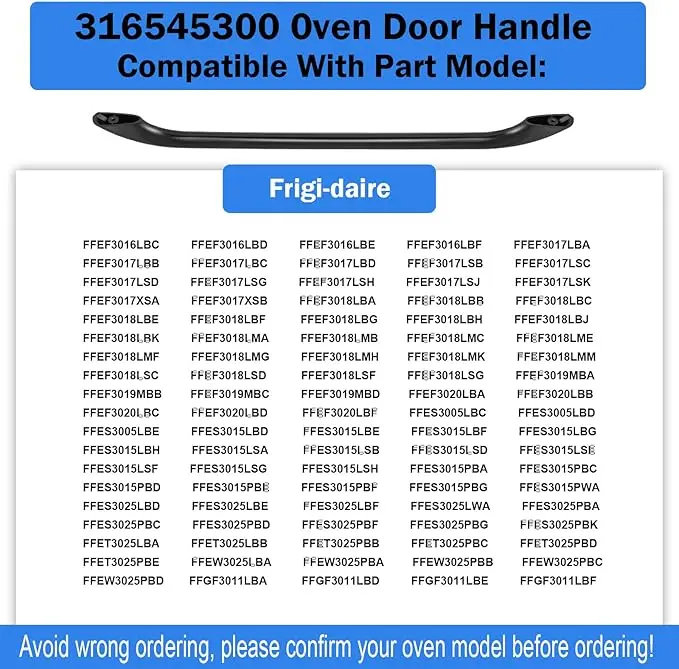 316545300 Oven Door Handle Replacement Compatible with Frigi-daire Ken-More Gas/Electric Oven Range Stove  Black
