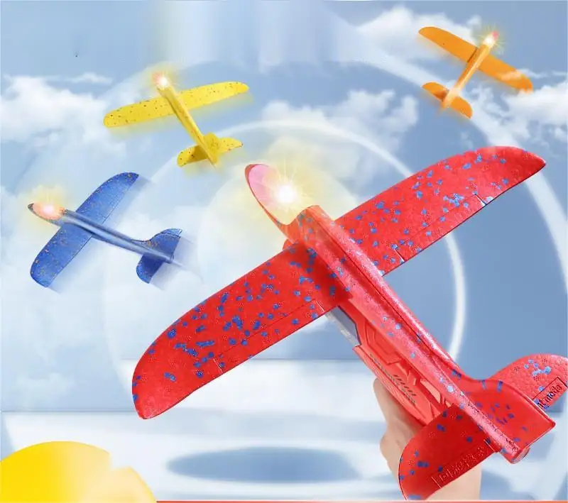 Wholesale Flying Airplane Launcher Toy Gun Led Airplane Launcher Toys Foam Glider Catapult Plane Toy