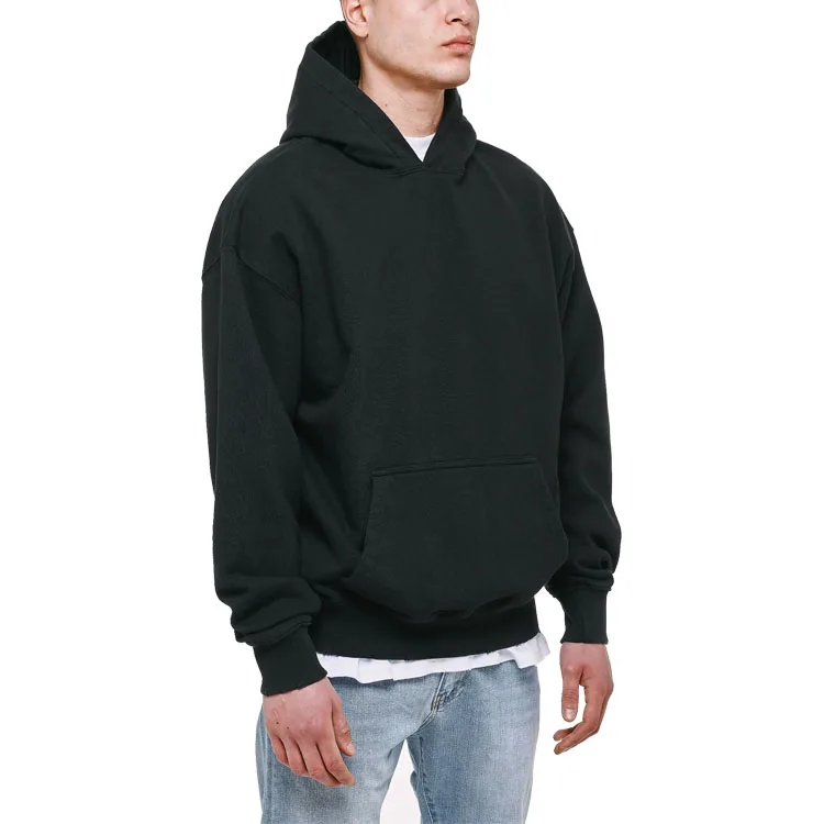 high quality 400gsm oversized no string french terry pullover hoodie heavyweight cotton blank hoodie