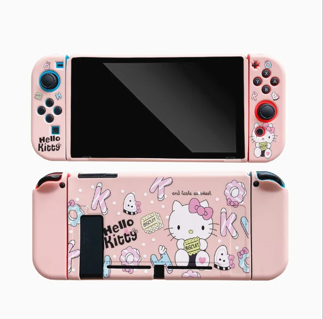 
pink hello kitty cat hand grips TPU cartoon Protective softcase for Nintendo Switch Console carry travel case hard shell case 