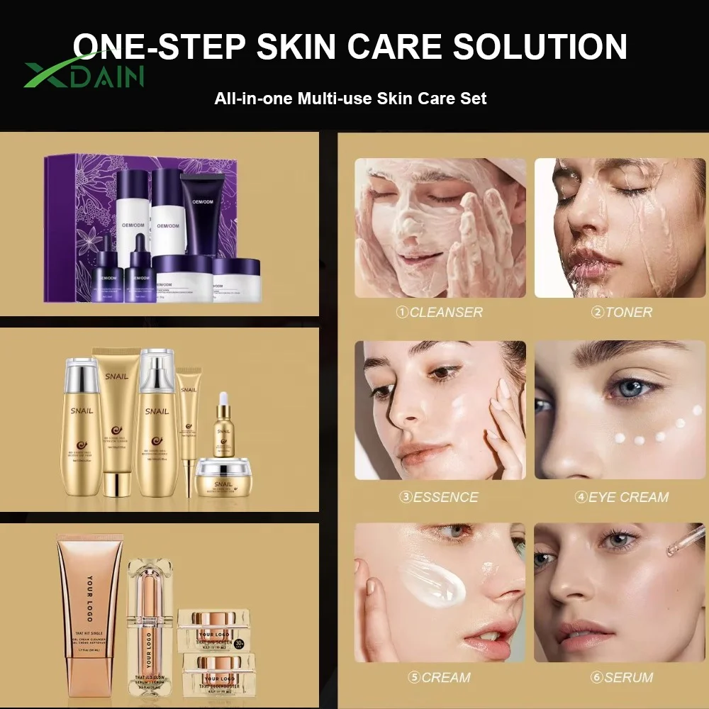 Custom Vitamin C Peptides Anti Aging Facial Cleanser Eye Mask Toner Serum Eye Cream Lotion Cream Lady Cream Gifts Sets For Women