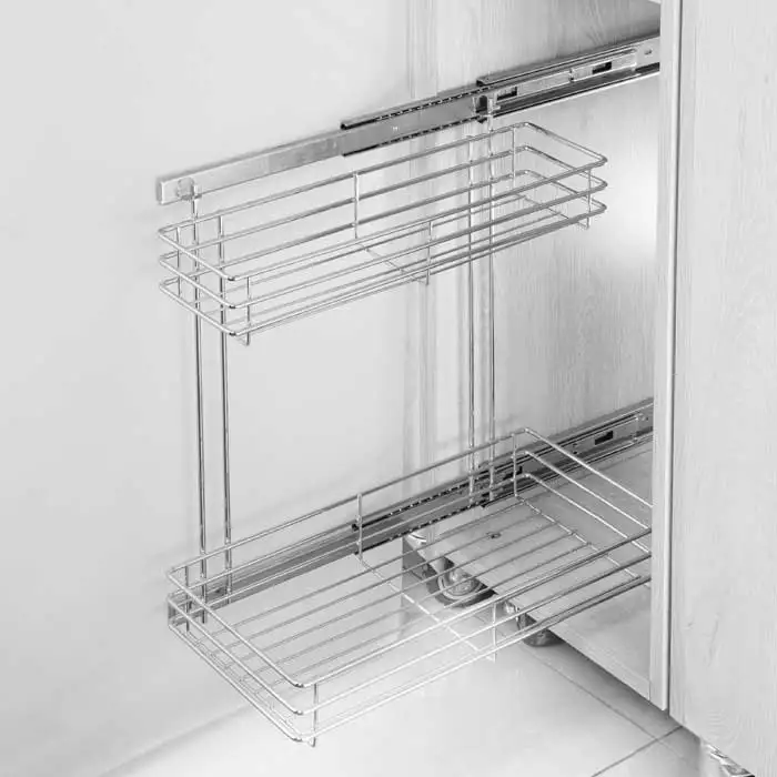 
Kitchen pantry pull out organizer units in cabinet 