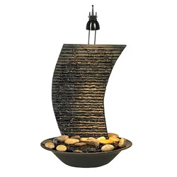 Custom design indoor home and office decor mini waterfall resin zen table top water fountain with lights