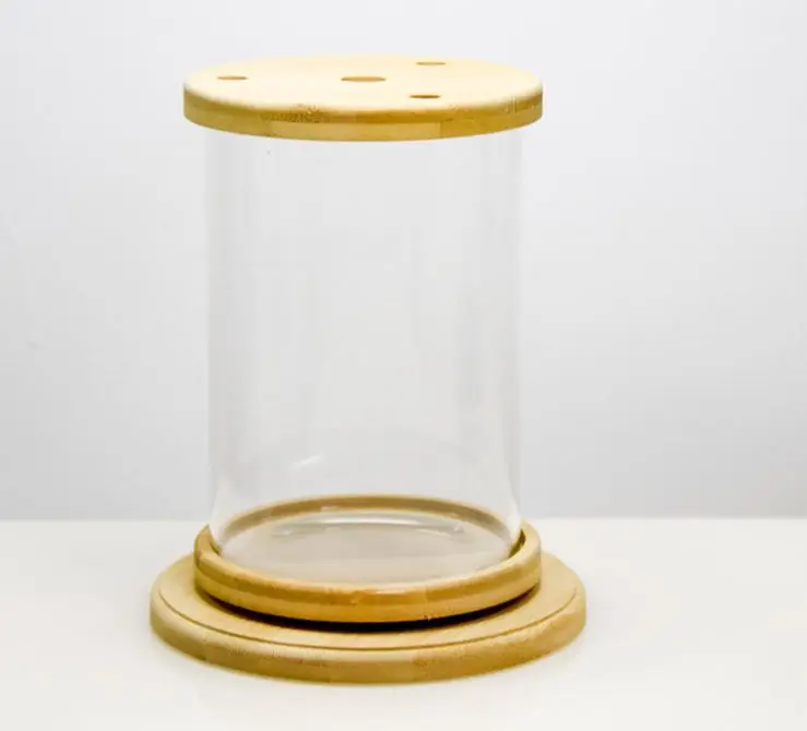 Rotating round fish tank table glass mini betta bottle small light fish tank