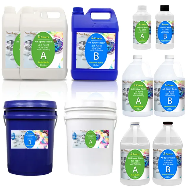 Epoxy Resin AB Adhesive 2:1 Transparent River Table Board Handicraft Potting Adhesive High Hardness Self Defoaming Crystal