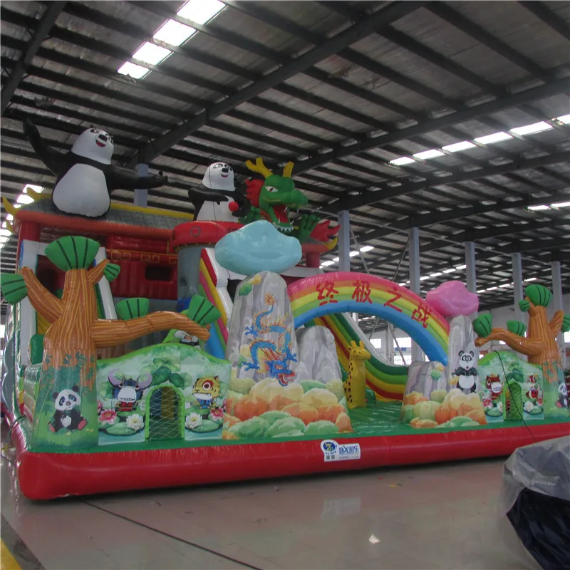 Inflatable Panda Toboggan Slide , Inflatable Rock Climbing Slide