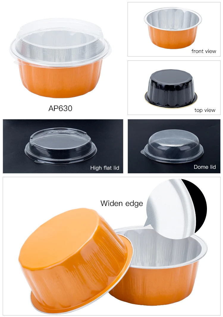 ABL PACK 600ml Round Aluminum Foil Food Box for Salad bowl Berger takeaway package Lunch Box with Clear Lid