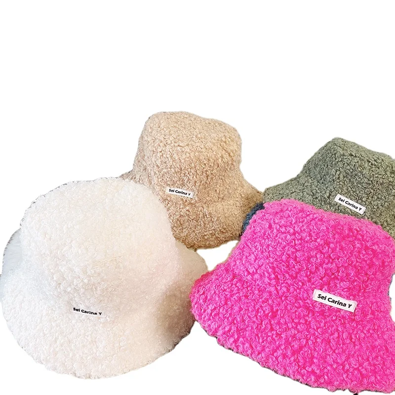 
celebrity basin hat female Korean female plush hat female winter 