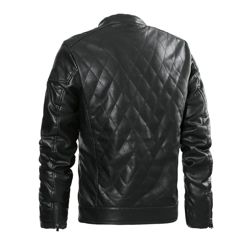 Wholesale High Quality Winter Black Biker Custom Motorbike Faux Pu Motorcycle Male Mens Leather Jacket