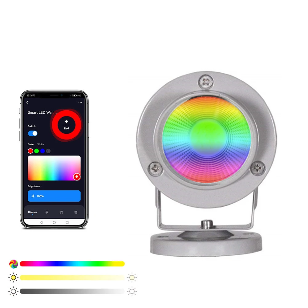 Wifi Smart Low Voltage Landscape RGB LED Light Tuya Smart Garden Spot Lights COB Spike Light 10w