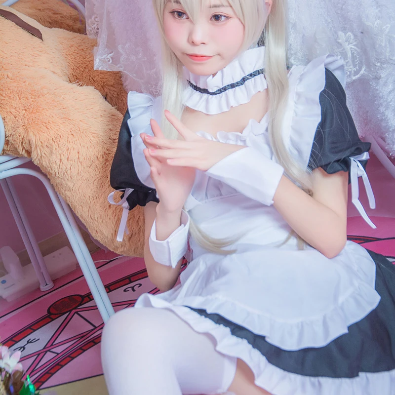 Japanese Anime Yosuga no Sora Black Costume Uniform Kasugano Sora Cosplay Sexy Maid Fancy Dress