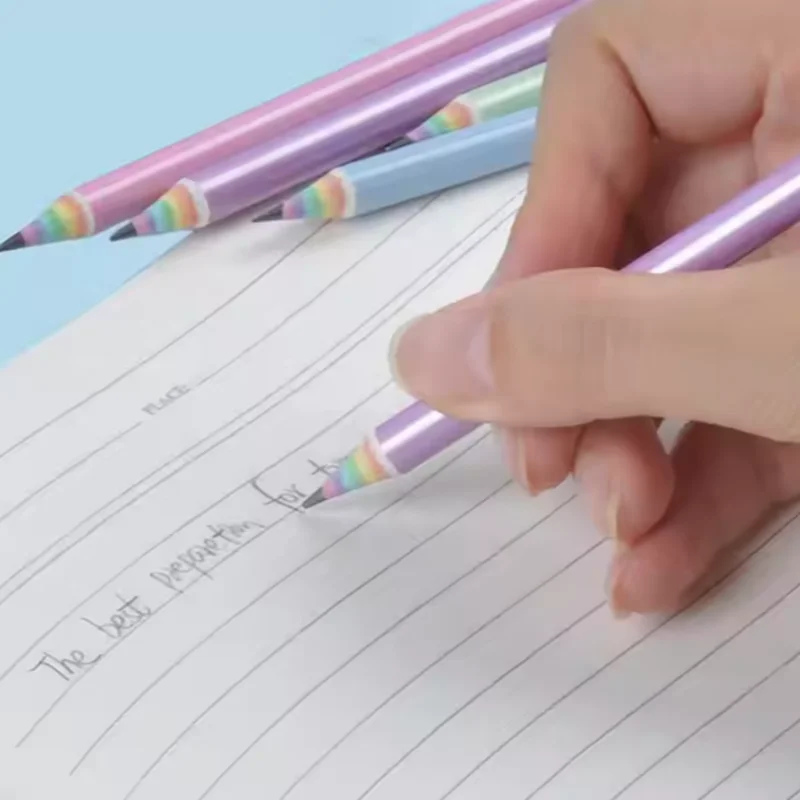 High Quality Custom Eco-Friendly 2B HB Rainbow Paper Pencil Set Colored Pencil for School Students and Kids Writing