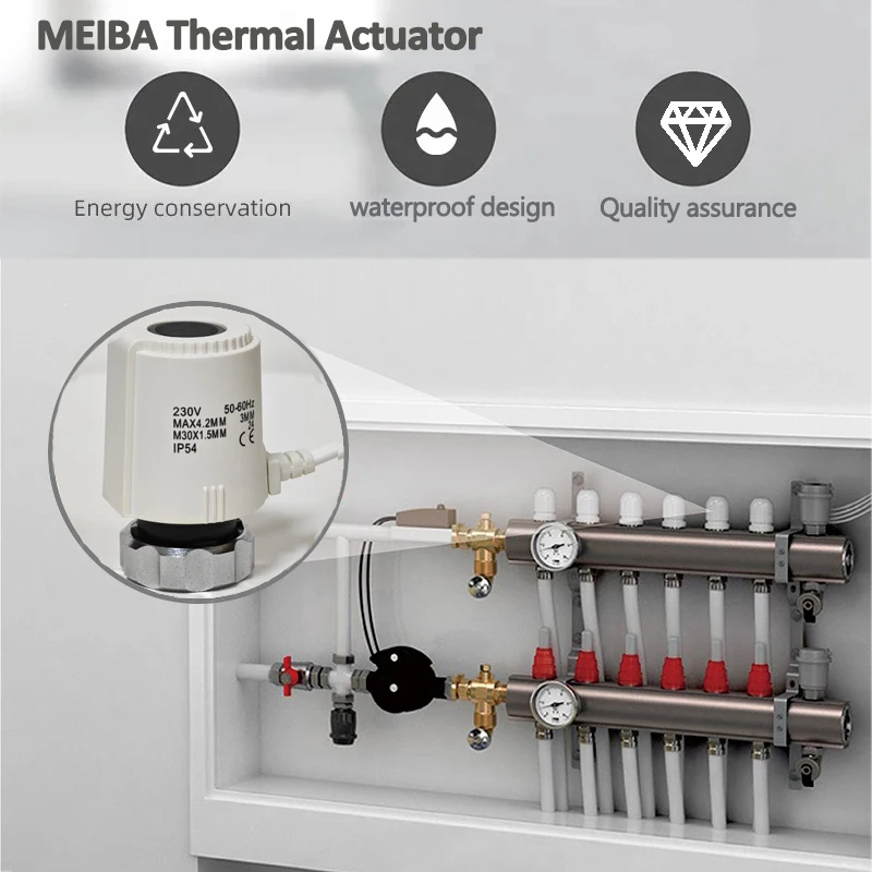 12V Electric Thermal Wax Actuator Brass Spool Modern 12V Linear Actuator Wax Sensor for Heating Modern Floor Heating Parts